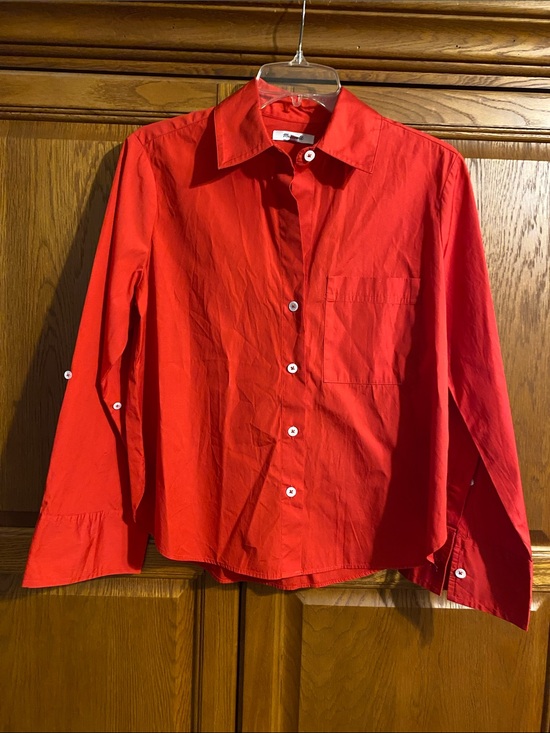 Madewell Tops - Madewell Vibrant Red Cotton Button-Down Shirt